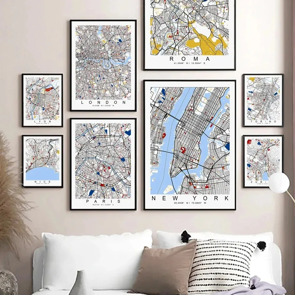 Home Office Of London - Poster Mappamondo Senza Cornice con Mappe