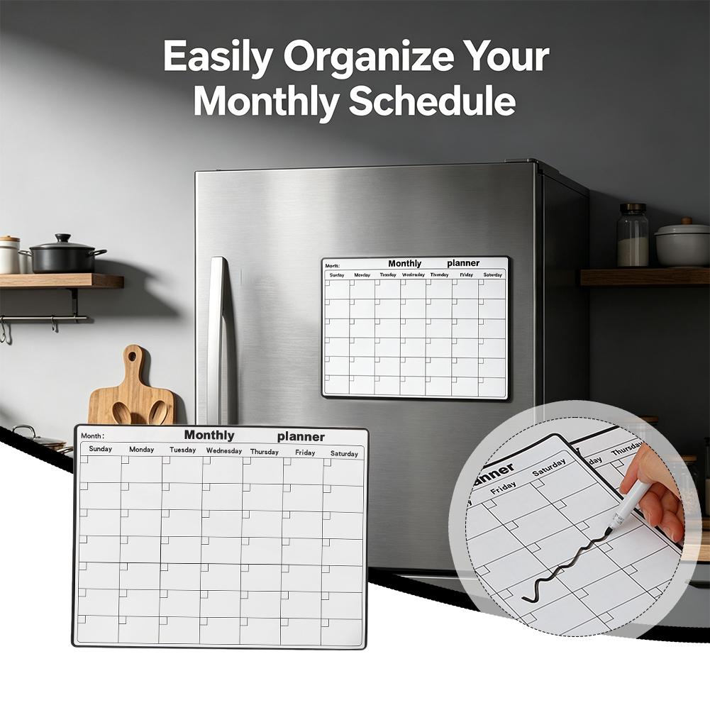 Magnetic Calendar Board - Calendario Magnetico per Frigorifero, Lavagna Mensile