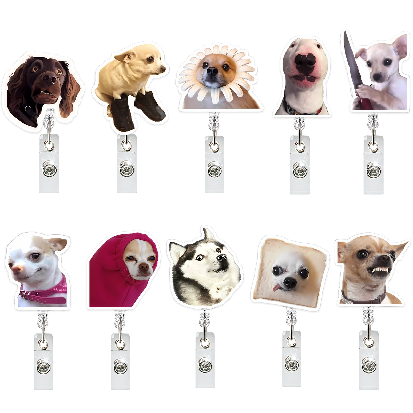 Home Office Login - Divertente cane acrilico porta badge retrattile