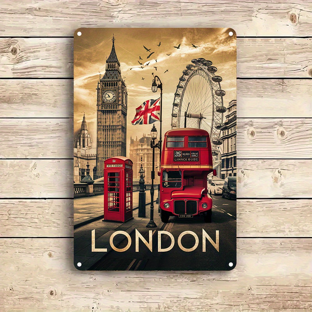 Home Office Of London - Insegna da parete vintage in alluminio