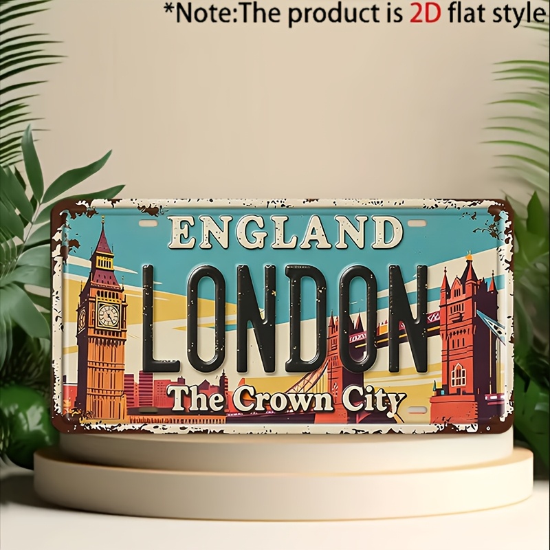 Home Office Of London - Targa in metallo vintage The Crown