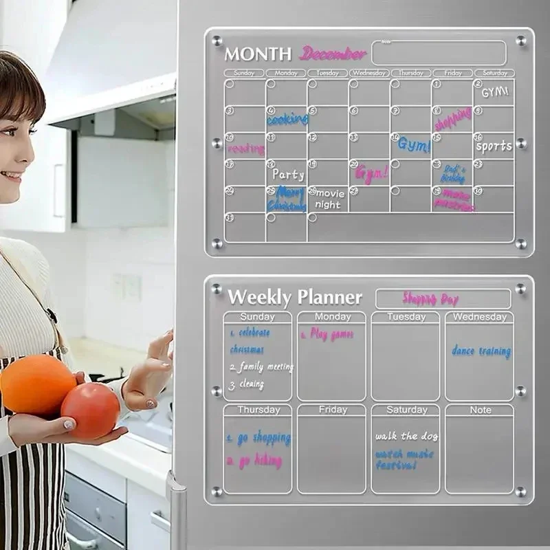 Magnetic Calendar Board - Adesivo magnetico per frigorifero Calendario acrilico