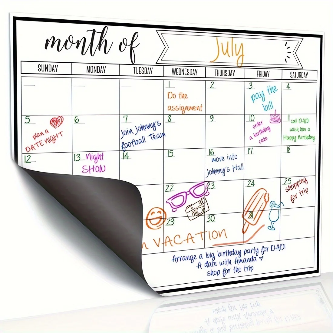 Magnetic Calendar Board - Calendario Mensile Magnetico, Lavagna Riutilizzabile per