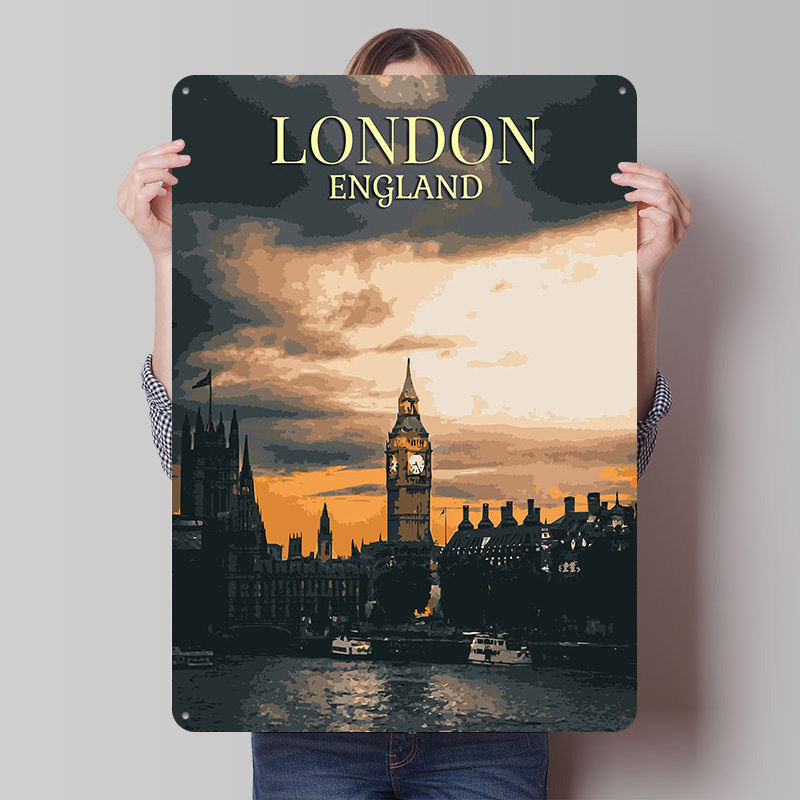 Home Office Of London - Poster vintage in banda stagnata di