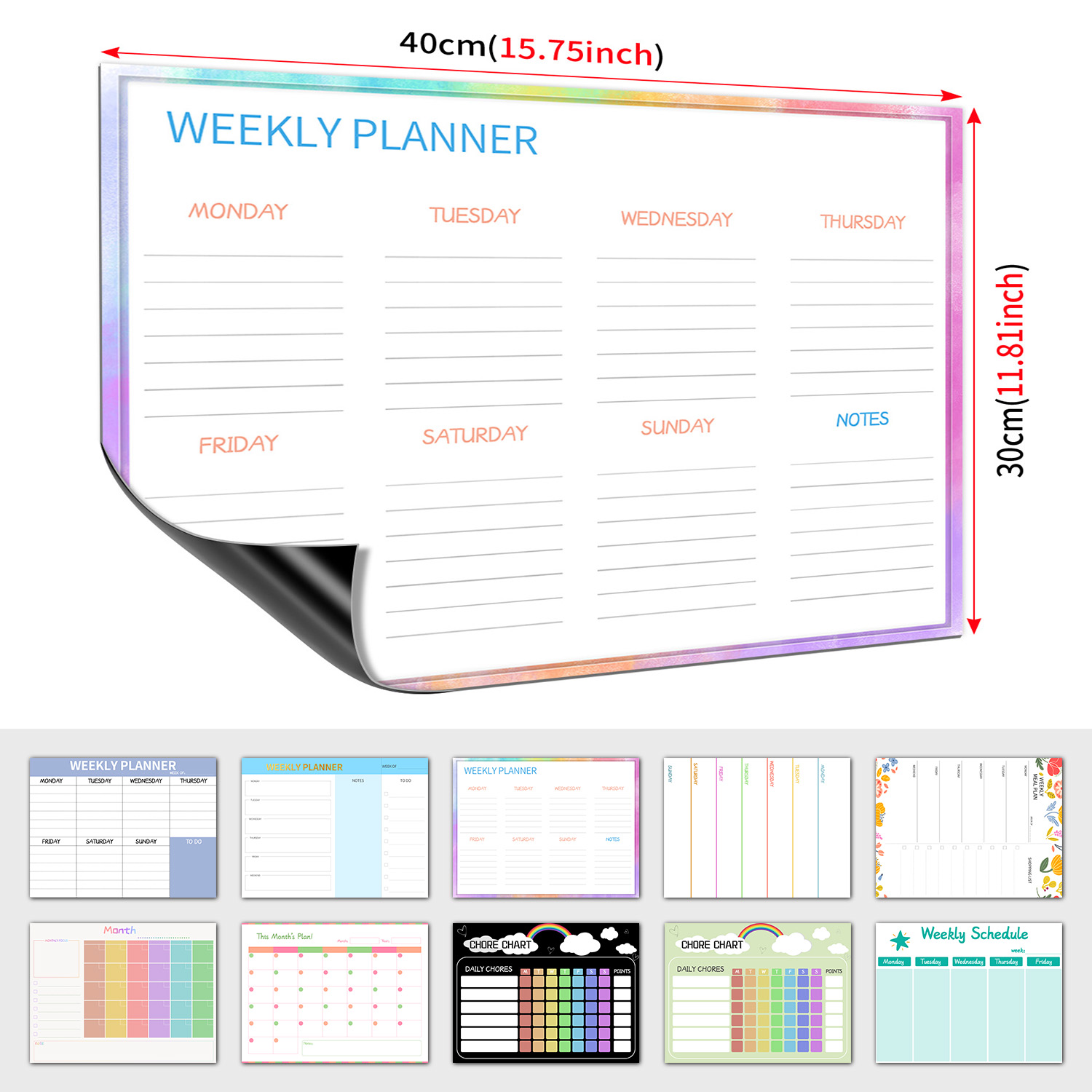 Magnetic Calendar Board - Lavagna magnetica per frigorifero, agenda settimanale,